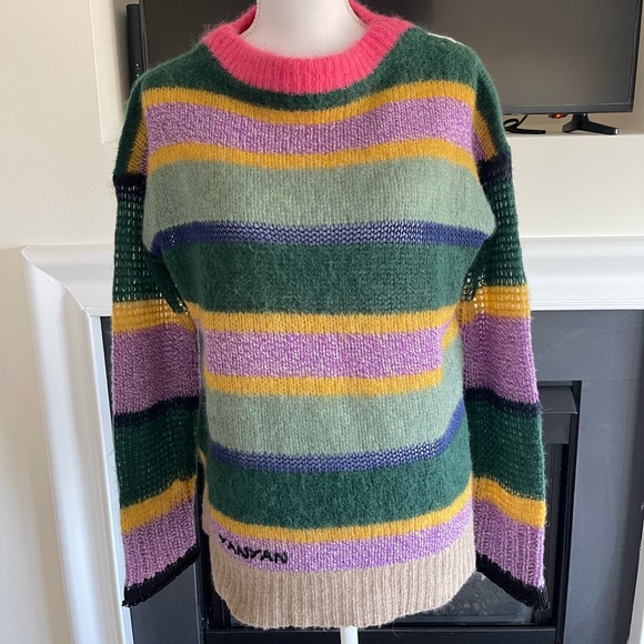 NEW YanYan Stripe Alpaca, Wool Oversized Sweater - Picture 4 of 14